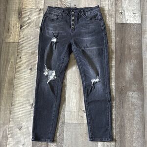 Distressed Black Women's Jeans